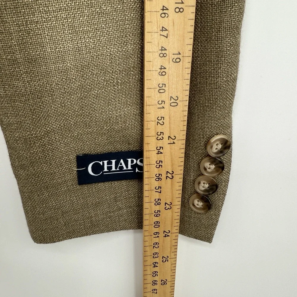 Chaps Men's Classic Fit Sport Coat Blazer 38R Tan Linen Blend‎ Two Button NWT
